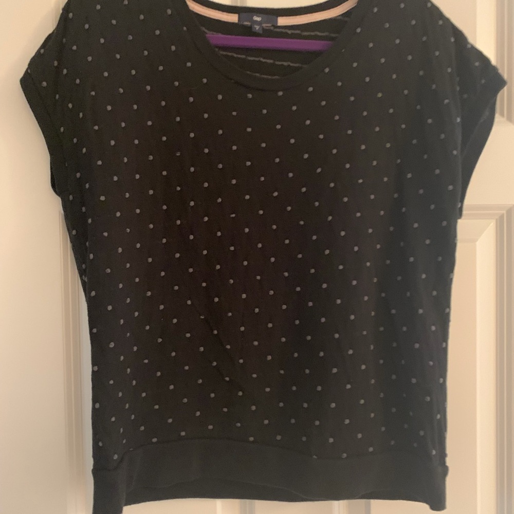 Black Short Sleeve Dot Sweater